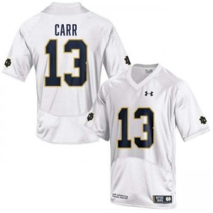 Mens CJ Carr White Notre Dame Fighting Irish #13 College Football Embroidery Jerseys 753139-329