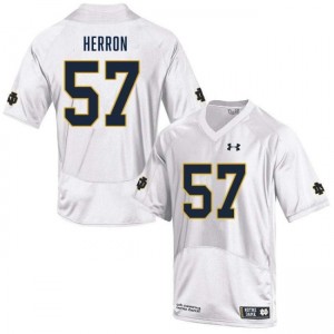 Men Cam Herron White Notre Dame Fighting Irish #57 College Football High School Jersey 453563-558