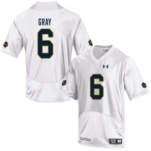 Men's Christian Gray White Notre Dame Fighting Irish #6 College Football Player Jerseys 500145-309