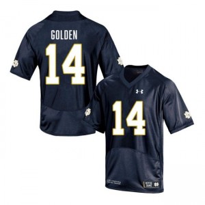 Men Dallas Golden Navy Notre Dame Fighting Irish #14 College Football Replica Jersey 165524-901
