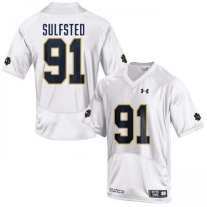 Mens Gordy Sulfsted White Notre Dame Fighting Irish #91 College Football Embroidery Jersey 396573-170