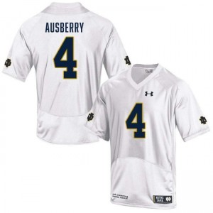 Mens Jaiden Ausberry White Notre Dame Fighting Irish #4 College Football Official Jerseys 349550-774