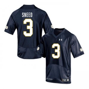 Men Jaylen Sneed Navy Notre Dame Fighting Irish #3 College Football 2025 Jersey 238492-760