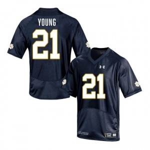 Men's Kedren Young Navy Notre Dame Fighting Irish #21 College Football Stitched Jersey 923295-798