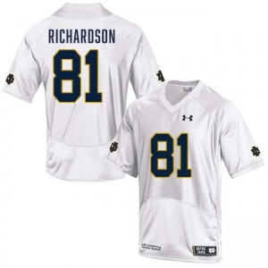Mens Scrap Richardson White Notre Dame Fighting Irish #81 College Football Embroidery Jersey 596613-754