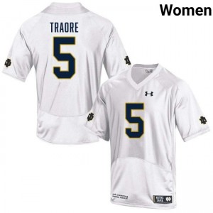 Womens Boubacar Traore White Notre Dame Fighting Irish #5 College Football 2025-26 Jerseys 851148-666