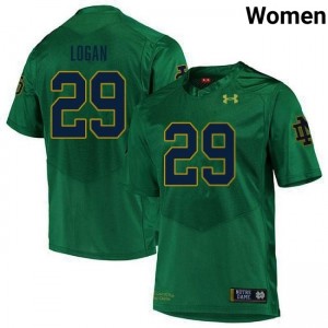 Women's Brandon Logan Green Notre Dame Fighting Irish #29 College Football Embroidery Jersey 762232-103