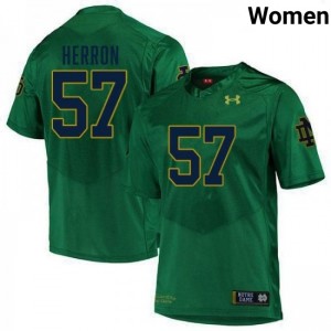 Womens Cam Herron Green Notre Dame Fighting Irish #57 College Football Replica Jersey 924318-742