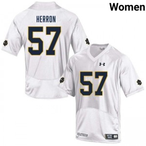 Women's Cam Herron White Notre Dame Fighting Irish #57 College Football Replica Jersey 344645-257