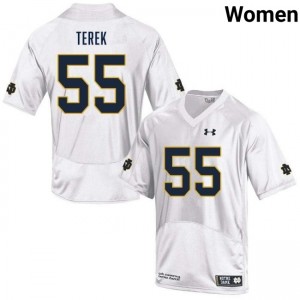 Womens Chris Terek White Notre Dame Fighting Irish #55 College Football High School Jerseys 947052-401