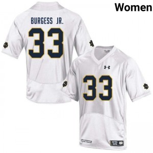 Women Christopher Burgess Jr. White Notre Dame Fighting Irish #33 College Football NCAA Jersey 343398-200