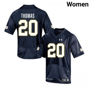 Women Cree Thomas Navy Notre Dame Fighting Irish #20 College Football Stitched Jerseys 256195-998