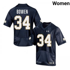 Women Drayk Bowen Navy Notre Dame Fighting Irish #34 College Football Limited Jersey 204706-252