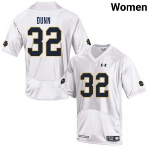 Womens Isaiah Dunn White Notre Dame Fighting Irish #32 College Football Stitched Jersey 971601-258