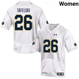 Women Jake Tafelski White Notre Dame Fighting Irish #26 College Football Stitched Jerseys 669175-641