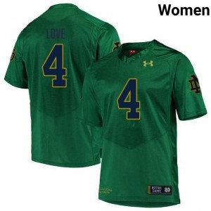 Womens Jeremiyah Love Green Notre Dame Fighting Irish #4 College Football 2025-26 Jerseys 245715-473
