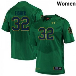 Women's Justin Fisher Green Notre Dame Fighting Irish #32 College Football University Jerseys 917656-438