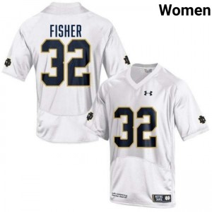 Women Justin Fisher White Notre Dame Fighting Irish #32 College Football Official Jersey 614362-395