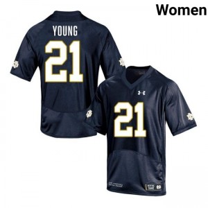 Women Kedren Young Navy Notre Dame Fighting Irish #21 College Football Embroidery Jerseys 522022-231