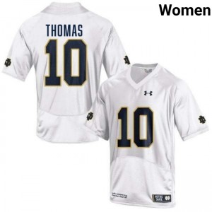 Womens Loghan Thomas White Notre Dame Fighting Irish #10 College Football NCAA Jersey 105972-626