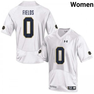 Women's Malachi Fields White Notre Dame Fighting Irish #0 College Football Game Jersey 747855-707