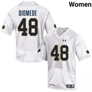 Womens Marcello Diomede White Notre Dame Fighting Irish #48 College Football High School Jerseys 771216-322
