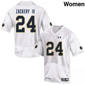 Women's Mark Zackery IV White Notre Dame Fighting Irish #24 College Football Stitched Jersey 228150-893