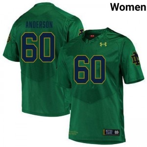 Womens Max Anderson Green Notre Dame Fighting Irish #60 College Football Replica Jerseys 461220-807