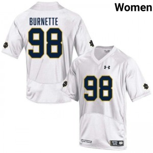 Women Noah Burnette White Notre Dame Fighting Irish #98 College Football Stitched Jersey 904057-485