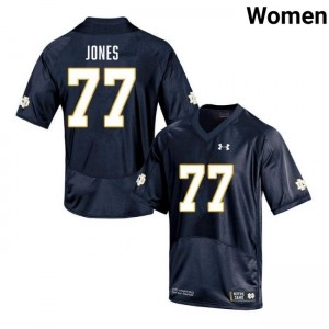 Women's Peter Jones Navy Notre Dame Fighting Irish #77 College Football High School Jersey 289005-264