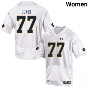 Womens Peter Jones White Notre Dame Fighting Irish #77 College Football High School Jerseys 380356-193