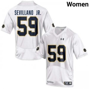 Women's Sean Sevillano Jr. White Notre Dame Fighting Irish #59 College Football Replica Jerseys 639200-886