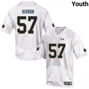 Youth Cam Herron White Notre Dame Fighting Irish #57 College Football NCAA Jersey 818793-922