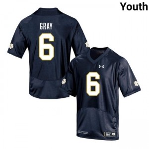 Youth Christian Gray Navy Notre Dame Fighting Irish #6 College Football Embroidery Jerseys 222061-757