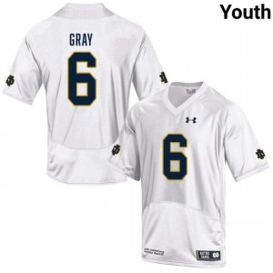 Youth Christian Gray White Notre Dame Fighting Irish #6 College Football Player Jersey 159234-157