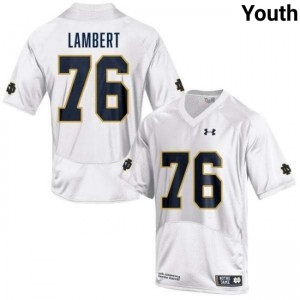 Youth Guerby Lambert White Notre Dame Fighting Irish #76 College Football NCAA Jersey 680763-327