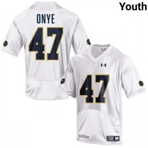 Youth Jason Onye White Notre Dame Fighting Irish #47 College Football NCAA Jersey 974136-513
