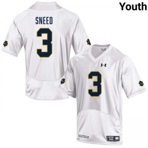 Youth Jaylen Sneed White Notre Dame Fighting Irish #3 College Football Replica Jerseys 574205-299