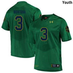 Youth Joe Montana Green Notre Dame Fighting Irish #3 College Football Replica Jersey 847131-694