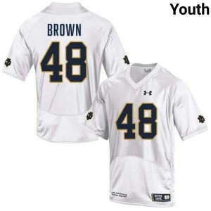 Youth Mickey Brown White Notre Dame Fighting Irish #48 College Football University Jersey 360535-615